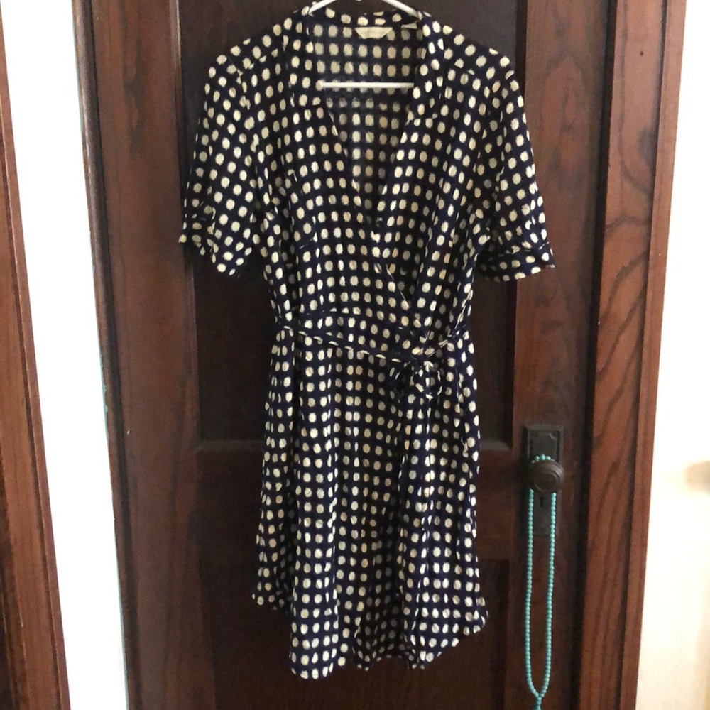 Anthro blue dot wrap dress 11.1 TYLHO